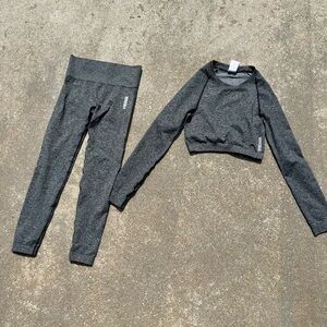 Gymshark Grey matching long sleeve and leggings set. Size medium